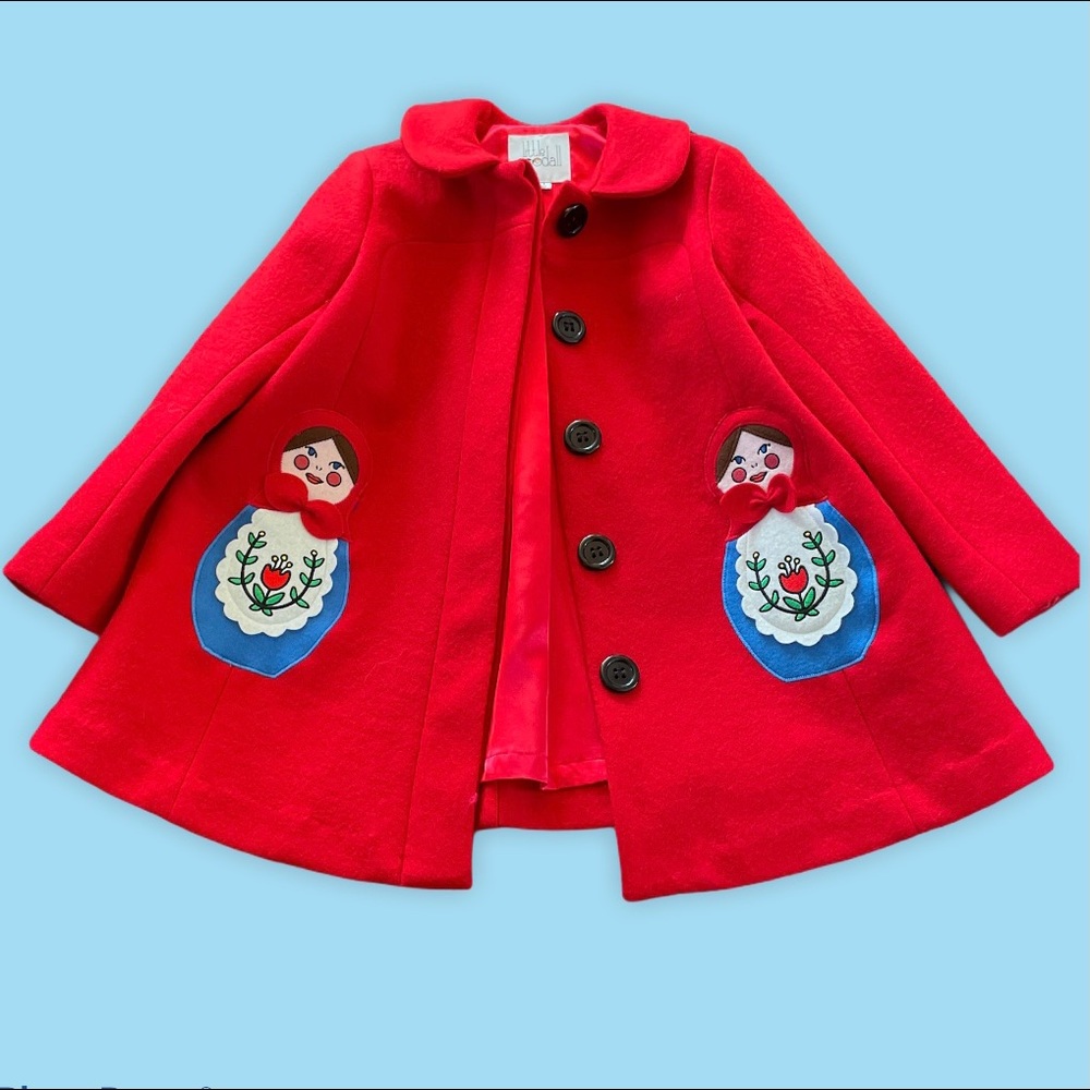 Red Girls Coat martoshka handmade